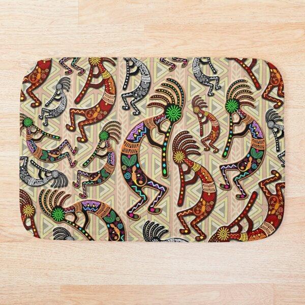 

Kokopelli Rainbow Colors on Tribal Pattern Bath Mat Bathroom Bath Mat Set Mirrofiber Cartoon Rug Set1