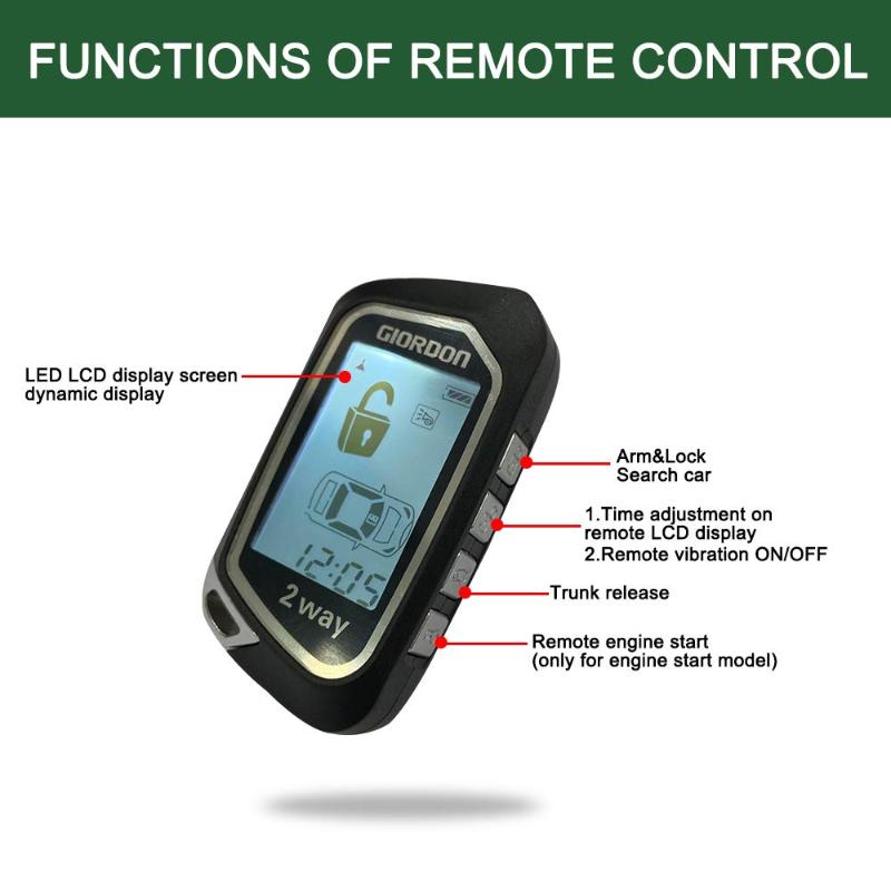 

PKE 2 Way Display Remote Engine Start stop Keyless Entry Car Alarm System Door Lock APP Bluetooth /vibration Start