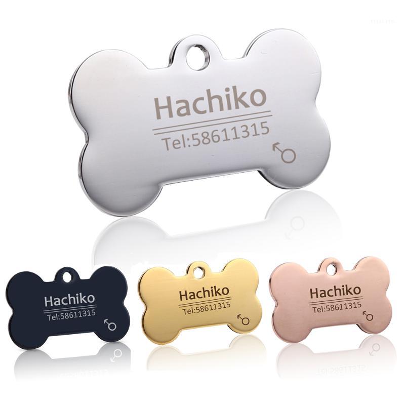 

YVYOO Free engraving Multiple languages Pet cat dog collar accessories Stainless steel ID tag customized tag name telephone B021