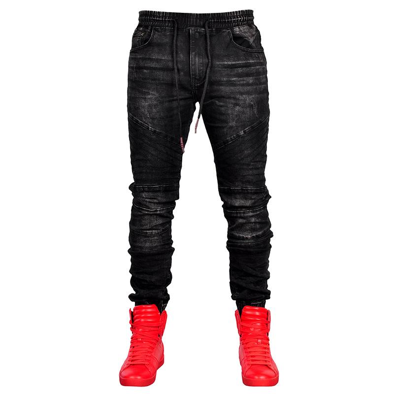 

2020 Black High Street Scratched Ripped Jeans Men Slim Casual Stretch Pants Big Size -4XL Men' jeans