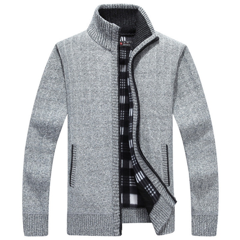 

2020 Men's Cotton Hot Wool Winter Man's Cardigan Sweater Nol8, K-108 black gray