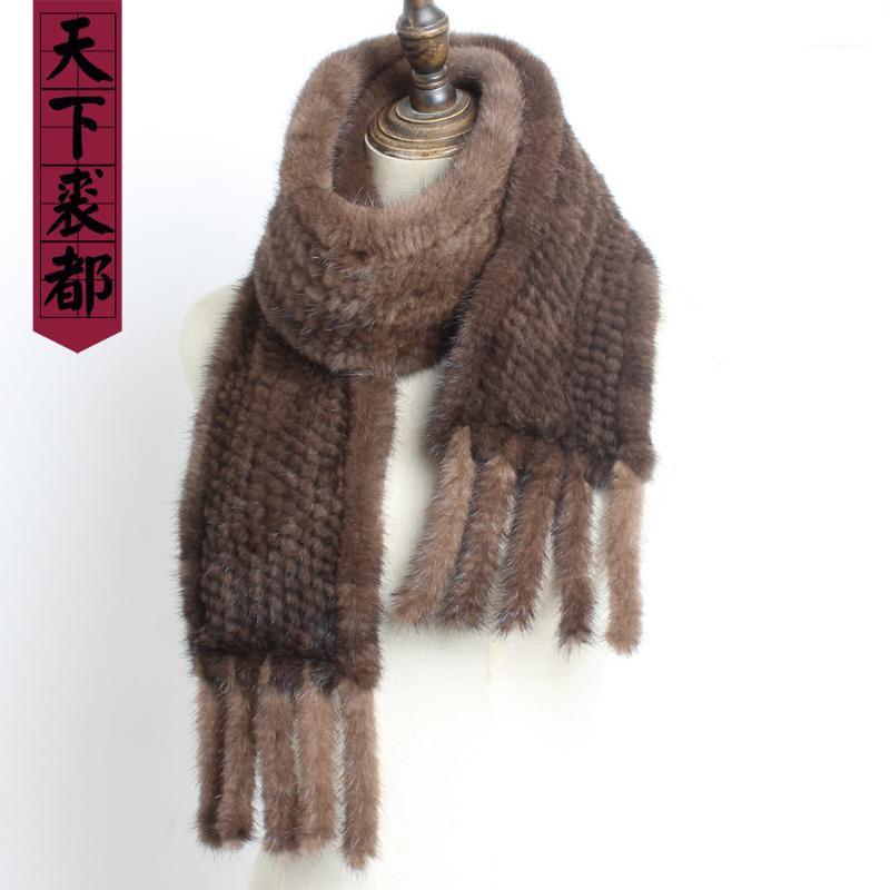 

Winter Women Handmade Knitted Real Scarves Tassel Genuine Real Scarf 100%Natural Scarfs1