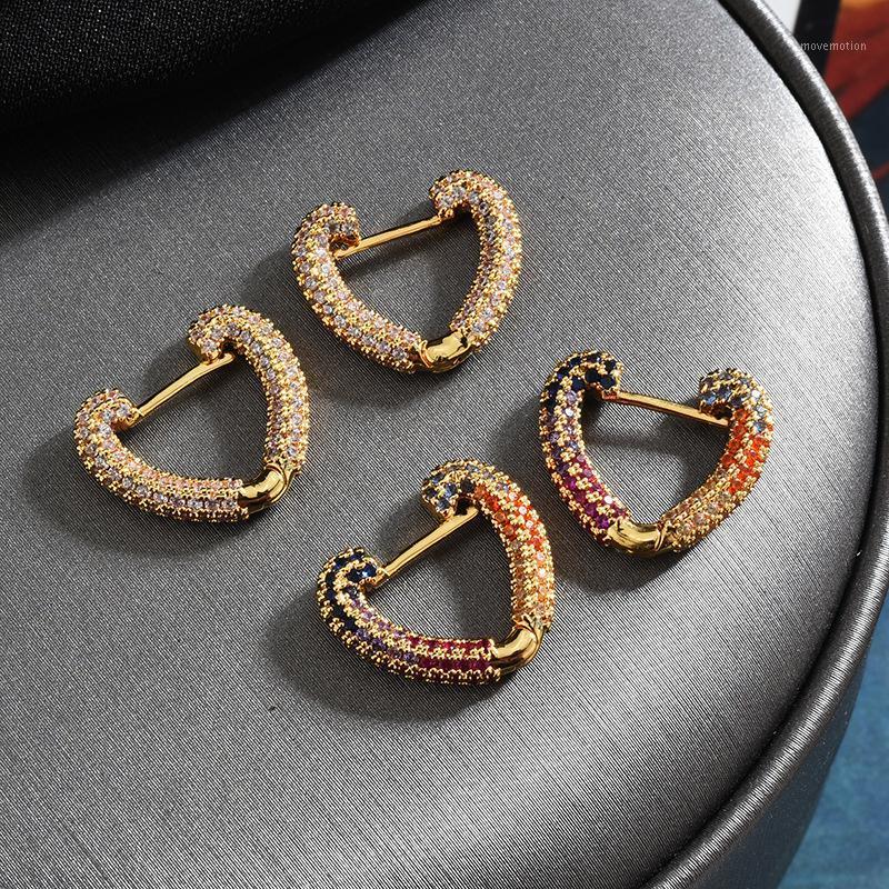 

New Luxury Creative Full Zircon Earrings Small Heart Rhinestones Hoop Earrings Women's Hot Fashion Jewelry Gifts Zk301