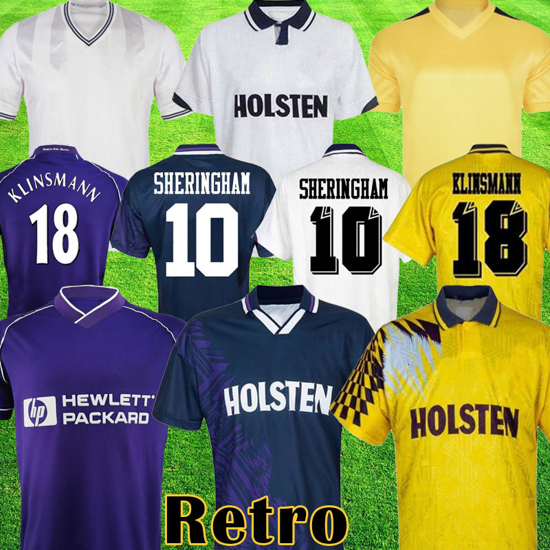 

1982 1990 1994 1991 1995 1998 1999 Retro soccer jersey TOTTENHAM Kits KLINSMANN GASCOIGNE ANDERTON SHERINGHAM GINOLA Vintage football shirts, 1991/93 home