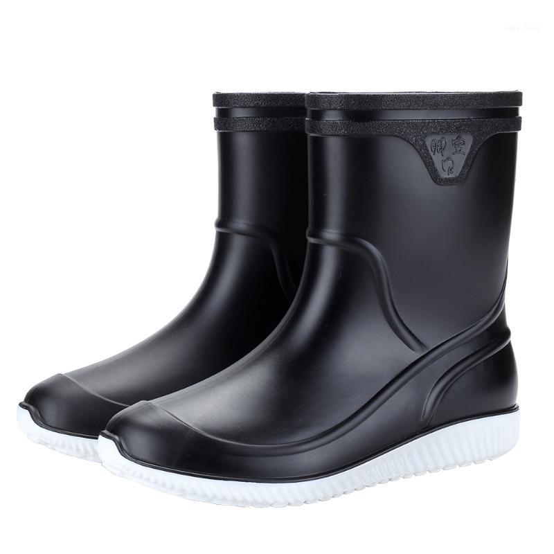 

Men Pvc Rain Boots Ankle Waterproof Shoes Water Shoes Male Botas Rubber Short Rainboots winter boots 20211, Dark grey