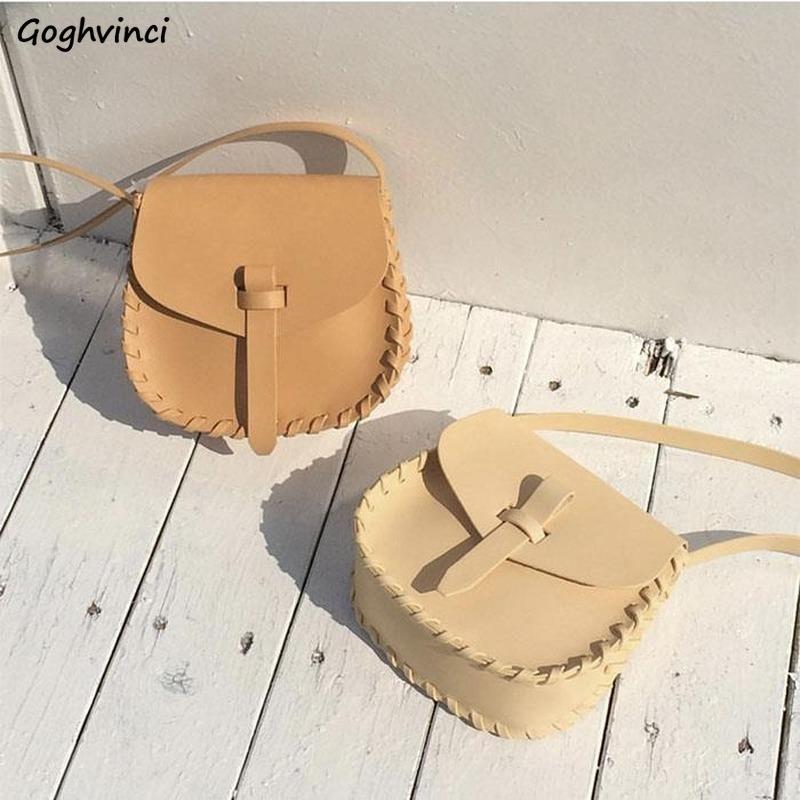 

Shoulder Bags Women Crossbody Solid Casual Handbags PU Leather Student All-match Vintage Korean Style Ulzzang Retro, Brown