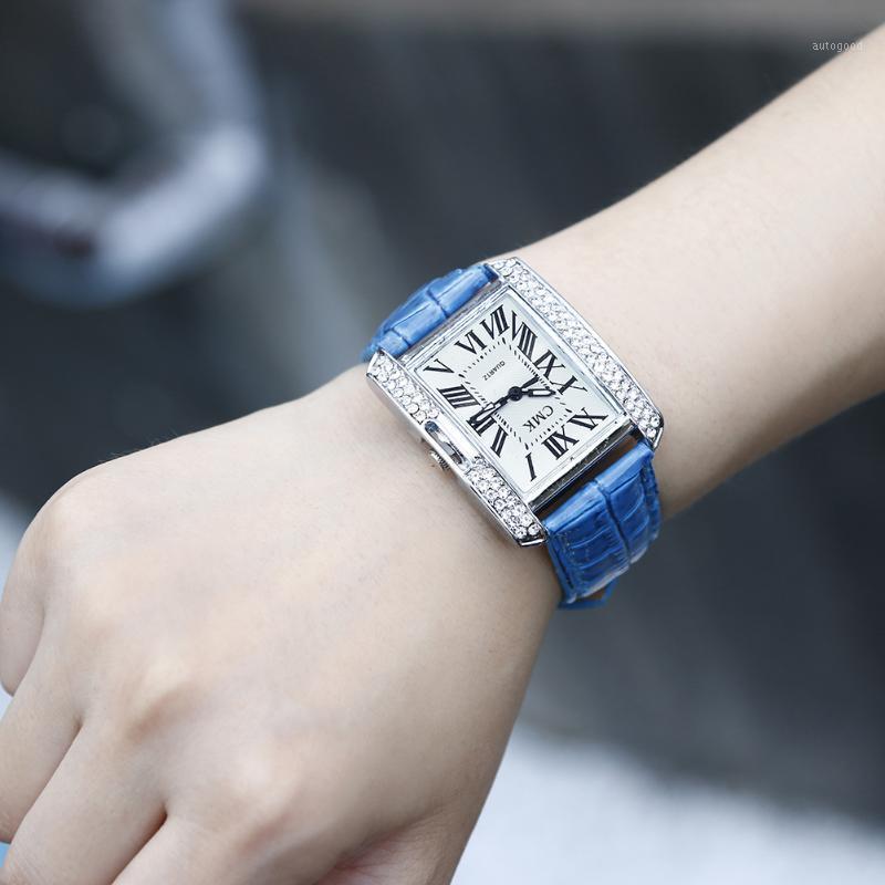 

Wristwatches Drop Women Watches Top Diamond Leather Band Quartz Ladies Wrist Watch Clock Relogio Feminino1, Brown