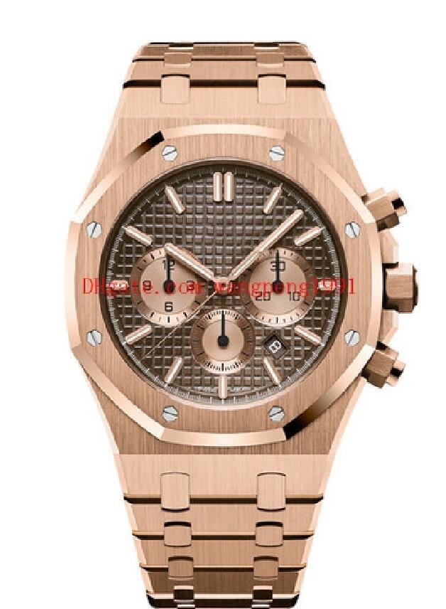 Chronograph Wristwatches: Robust Brown Dial 41MM Diameter | Elegant 18K Gold Quartz Movement Men's Watches-image-916555202