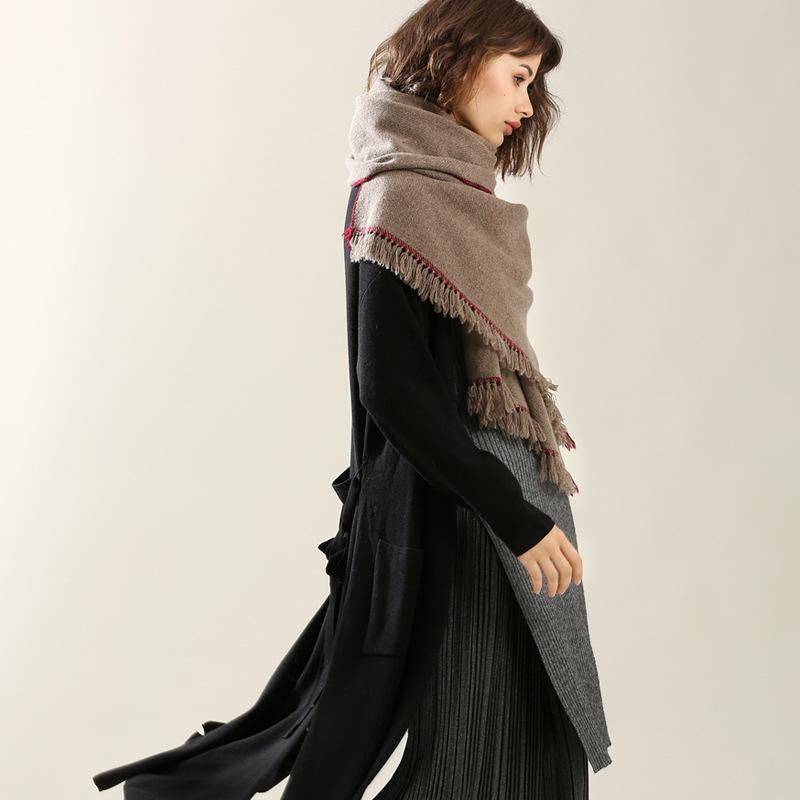 

Autumn winter 2021European and American style cashmere knotted Cashmere Wool Women's Scarf Shawl blanket scarf shawl