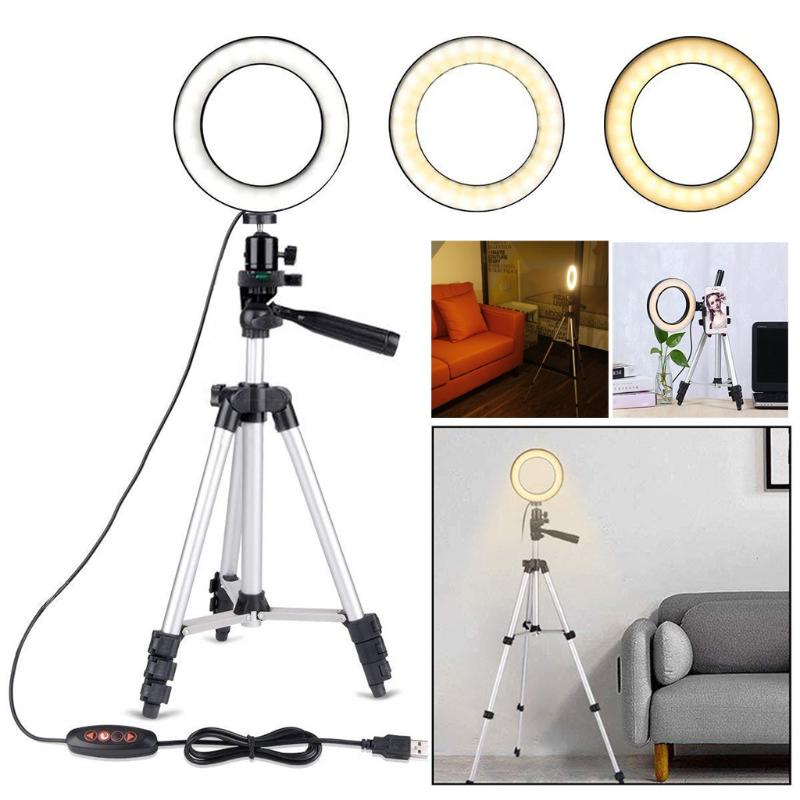 

5.7IN LED SMD Ring Light Kit With Stand Dimmable 5500K For Camera Makeup Phone With Tripod For Makeup Video Live Studio