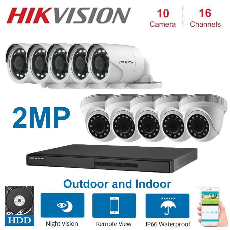 

English Hikvision 16 channel DVR and Hybrid 2MP 4 in 1 TVI/CVI/AHD/ CVBS Indoor Dome and outdoor cameras