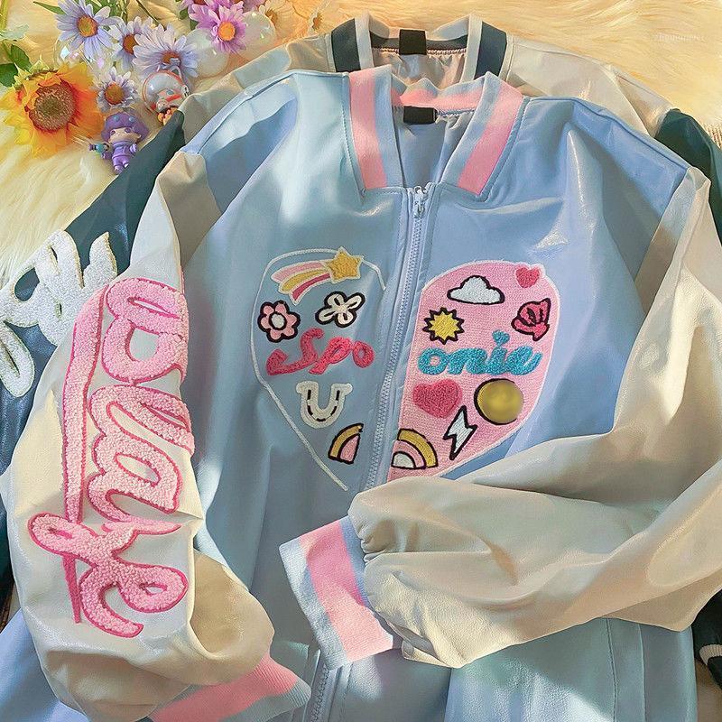 

Women's Jackets Zip-Up Grunge Sweatshirt Harajuku O-neck 2021 Spring Oversized Hoodies Baseball Uniform Jacket Y2K Style Kawaii Anime Embroi, Gary