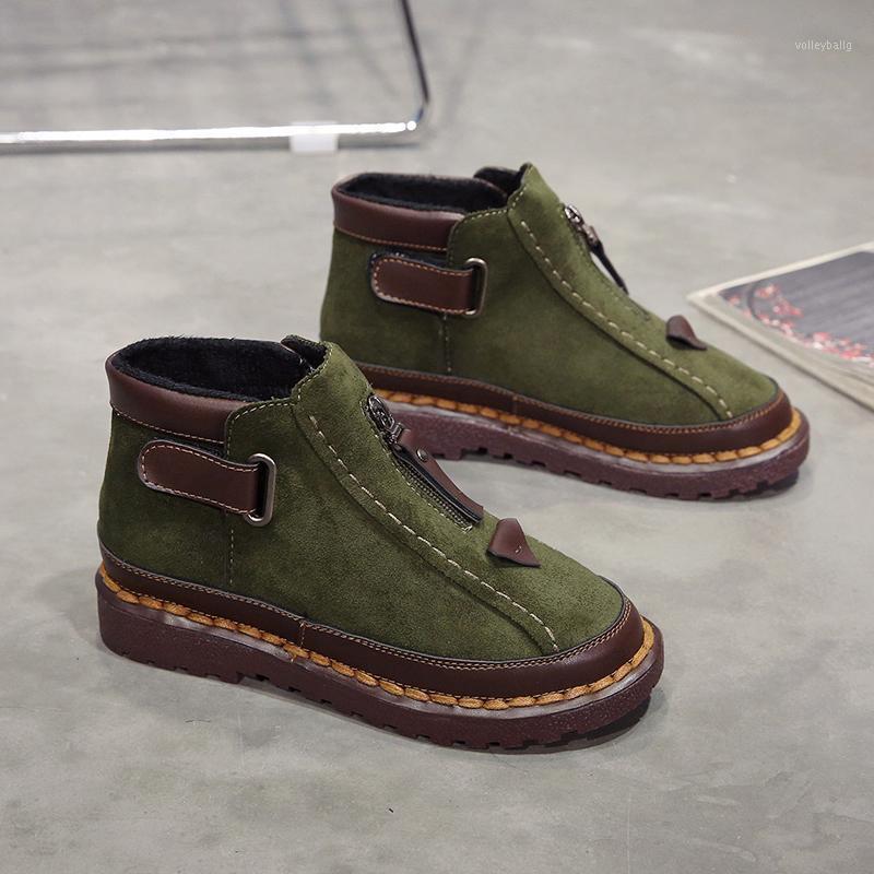 

Plus Size 36-53 Nice New Soft Ankle Boots Women Autumn Retro Style Zip Shoes Woman Square High Heels Student Strange Flock Boot1, Gray