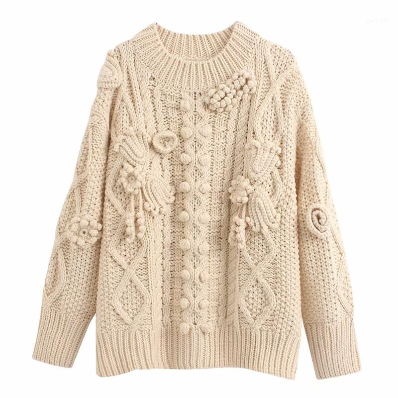 

Women' Sweaters Women' Long Sleeve Mock Neck In Autumn 2021 With Color Matching Crochet Pattern Knitting Sweater 000211187121, Beige