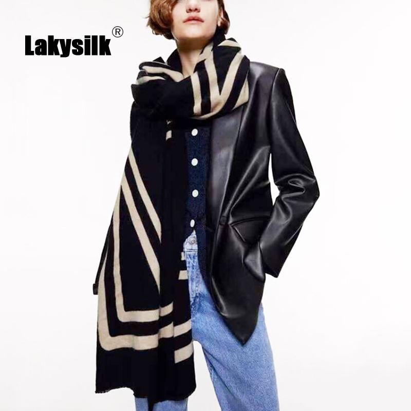 

New Brand Fashion Winter Warm Geometric Women Scarf Thicken Blanket Shawls and Wraps Long Cashmere Female Black