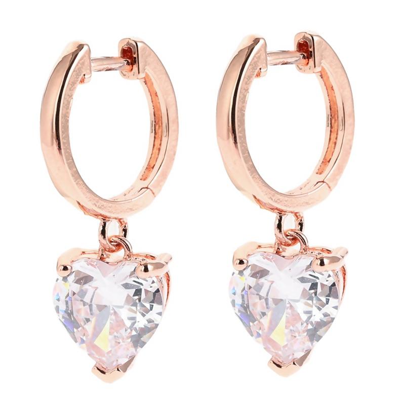 

Cute Love Heart Crystal Gold Color Stud Earrings Fashion Rhinestone Jewelry Earrings For Women Wholesale Brincos
