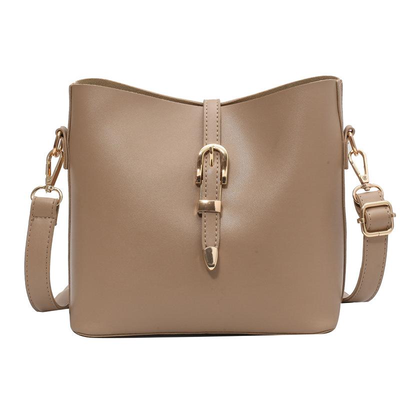 

Soft leather 2021pu women's bag single shoulder bucket bag new trend fashionable slung women's shopping, Black