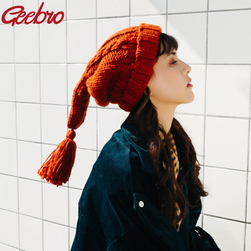 

Geebro Winter Hat For Women Female Thickened Warm Hats Wild Handmade Braid Knitted Beanie Cute Sweet Crochet Braided Knit Bonnet, Black