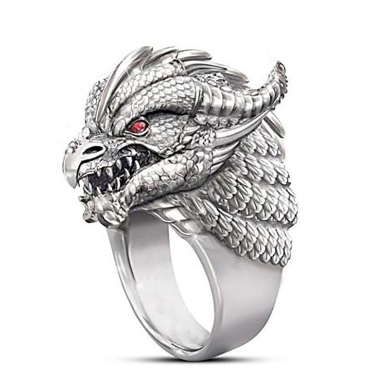 

High Quality Carved Domineering Dragon Ring Engagement Rings Retro Gold Color Wedding Bands Open Fashion Ring for Men