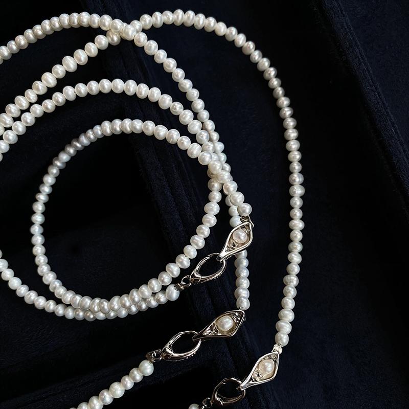 

Small group buckle natural freshwater pearl neck chain temperament necklace girl