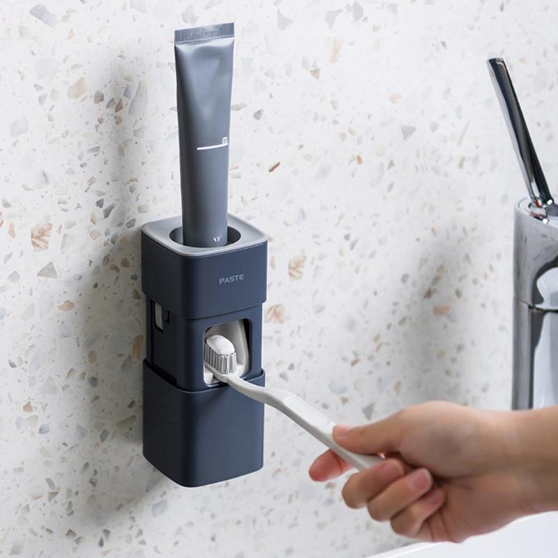 

Automatic Toothpaste Dispenser Wall Mounted Stand Home Dust-proof Toothpaste Lazy Dispenser Bathroom Accessories Set1