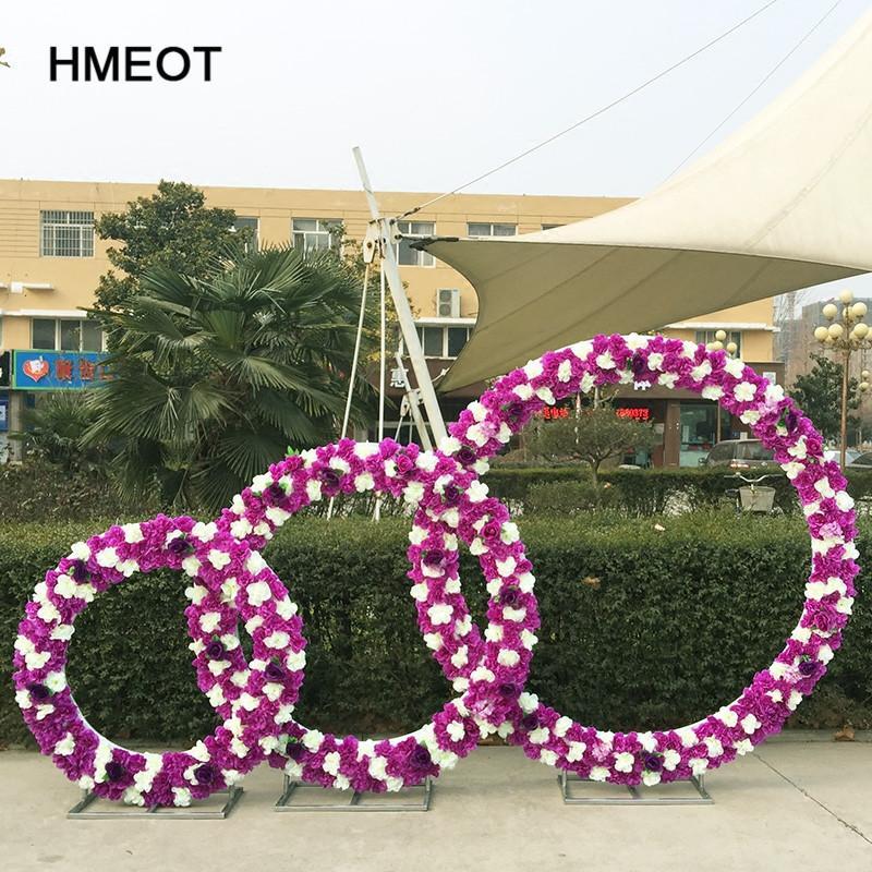 

New wedding props DIY iron ring shelf simulation flower wall hanging door hotel wedding background decoration wrought iron arch1