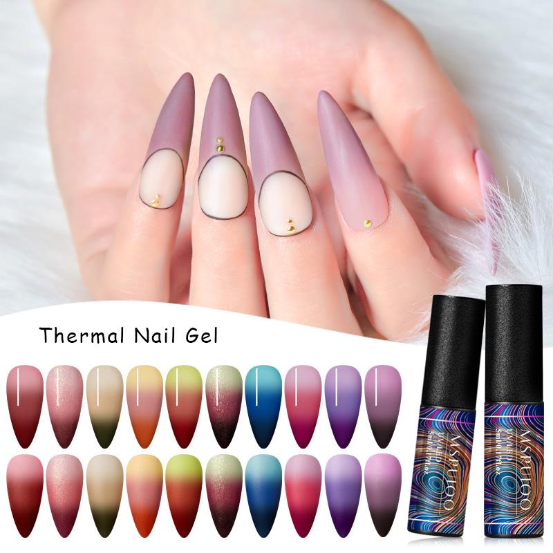 

Msruioo 5ml Thermal Glitter Gel Set Uv Gel Polish Temperature Color-changing Glitter Uv Varnish Soak Off Led Lacquers, As09151
