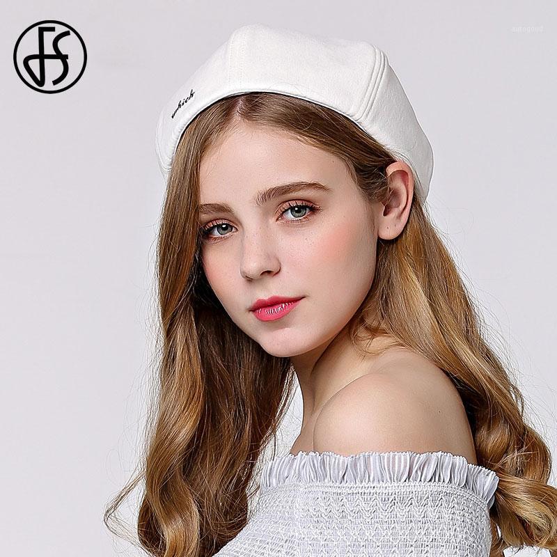 

Berets FS French Beret Hats For Women Beanies Autumn Winter Skullies Hat Female Fashion Solid Hip Hop Beanie Slouchy Flat Cap Adults1, White