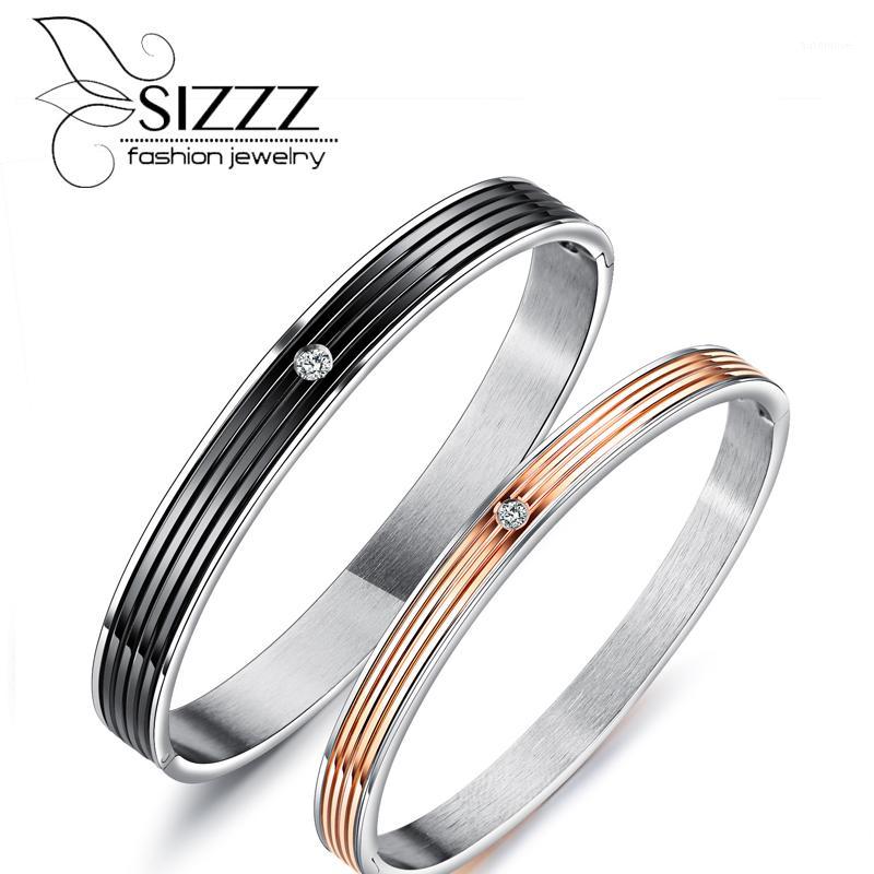 

SIZZZ Valentine's Day gift Simple personality titanium steel couple bracelets&bangles jewelry lettering for women/men1