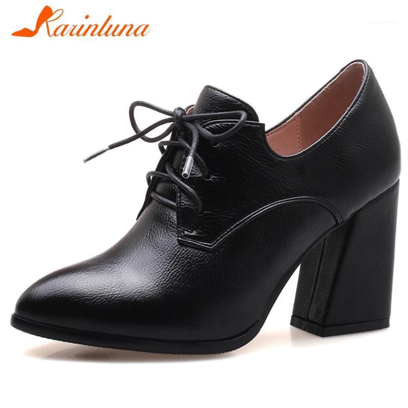 

KARIN Ladies Cool Pointed Toe Pumps lace-up Dress Pumps Women Spring Mature High Hoof Heels Shoes Woman1, Black