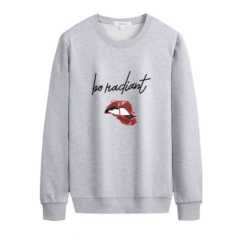 

Fashion DIY Clothing for Mens Letters and Mouth Pattern Printed Sweatshirts Mens Casual Long Sleeve Breathable Pullover Clothing Tops, White