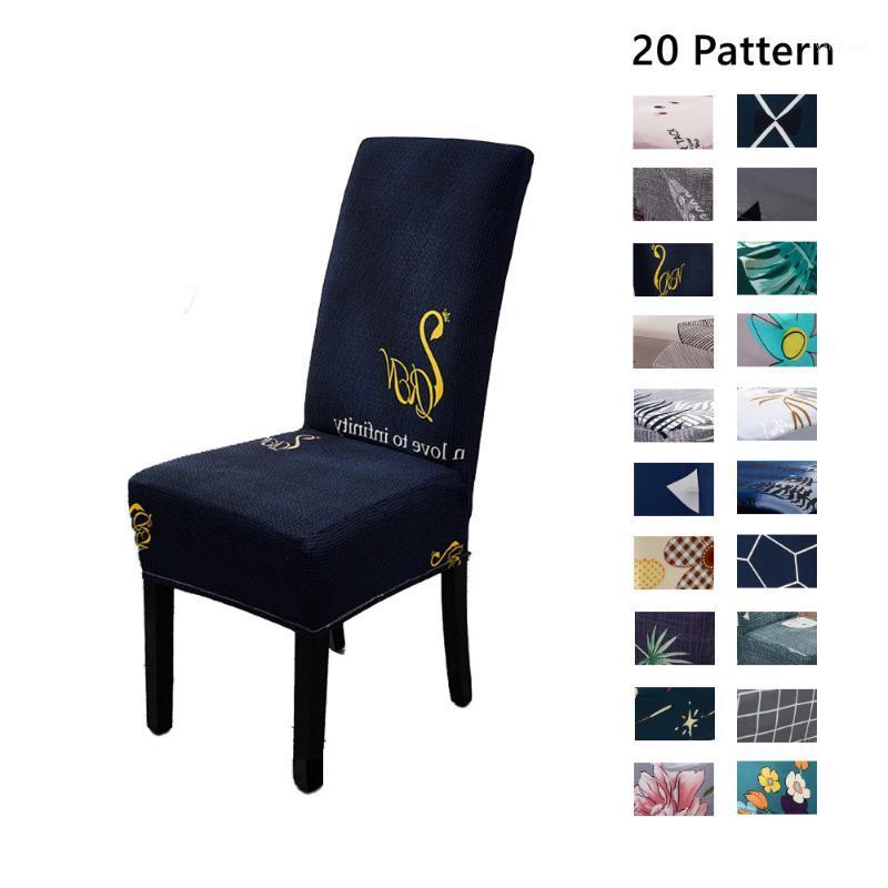

Spandex Elastic Printing Dining Chair Slipcover Black Modern Removable Anti-dirty Kitchen Seat Case Stretch Chair Cover1