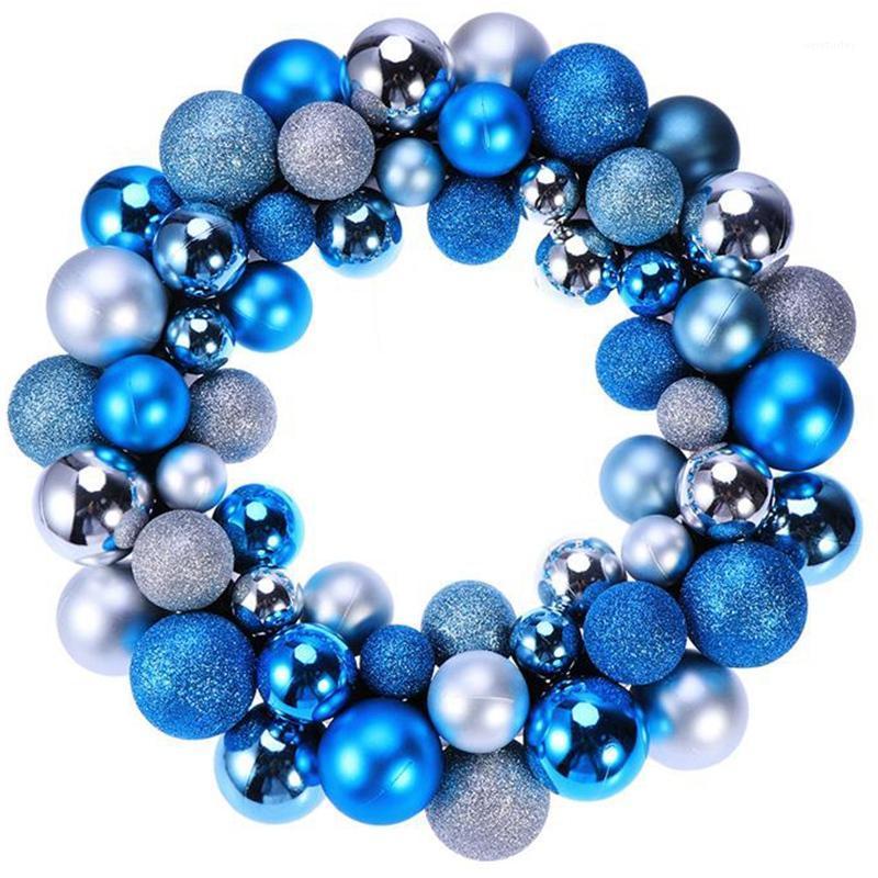 

BMBY-Christmas Ball Wreath Beautiful Christmas Wreath Door Wall Garland Decoration Ornament Xmas Decor Door1, Blue