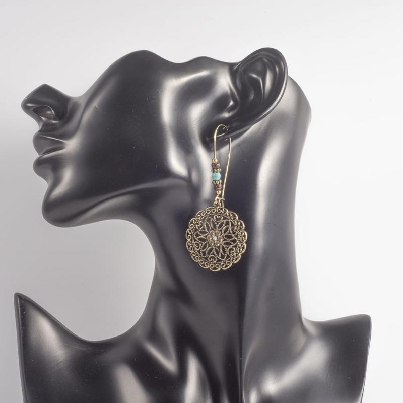 

European And American Round Hollow Flower Retro Explosion Earrings