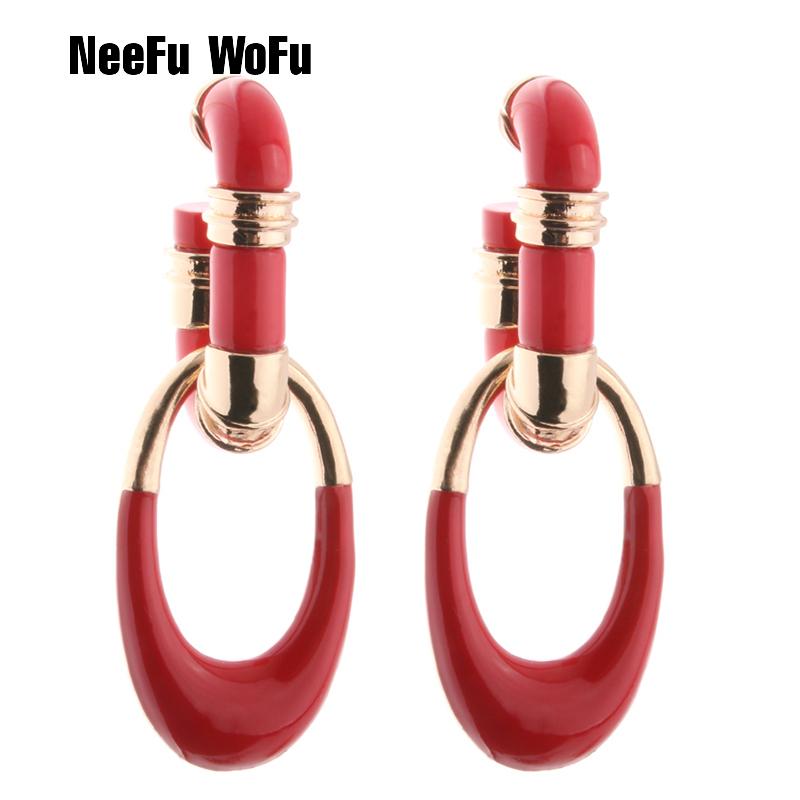 

NeeFuWoFu Hoop Earrings Ear Ring Resin Earring For Women Dripping oil metal Band Earring Boucles Oorbellen brincos ear