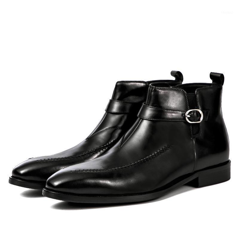 

Men Ankle Boots Genuine Cow Leather Man Winter Shoes Footwear Low Heel Slip On Black Wine Red Large Sizes 2020 New Fashion1