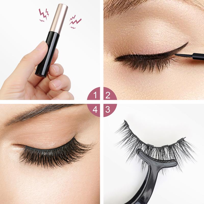 

MAANGE Three Pairs Of 3D Magnetic Eyeliner Liquid False Eyelashes Set Magnet Eyelashes Natural Long-lasting Eye Cosmetics