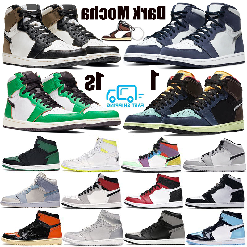 

1s Mens basketball shoes 1 High Dark Mocha Midnight Navy jumpman Mid light smoke grey Twist Chicago bred Toe Sneakers women sports trainers, 25 bred toe