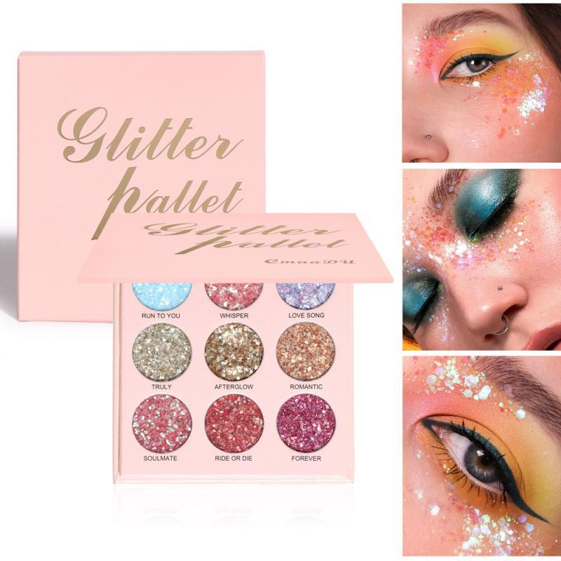 

9 Colors Diamond Sequins Eyeshadow Glitter Shiny High-gloss Eye Shadow Long-lasting Sequins Makeup Eyeshadow Palette TSLM1, 02