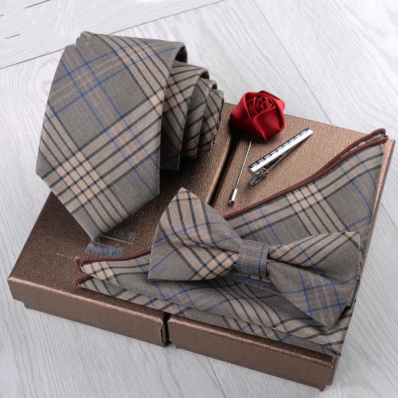 

Bow Ties Dress Five-piece Wedding Tie Business Casual Groom Cotton Pocket Towel Clip Gift Box Tide Men
