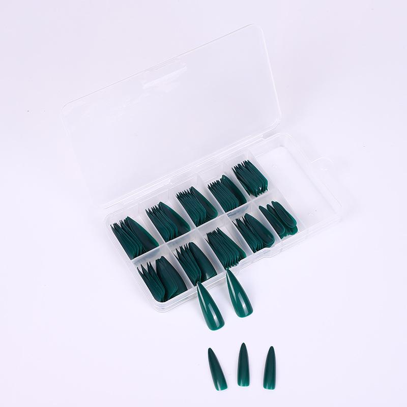 

100pcs Candy Color Long Stiletto Nail Tips Solid Color Full Cover Fake Nails Wearable False Nails Manicure Supplies Wholesale, 01