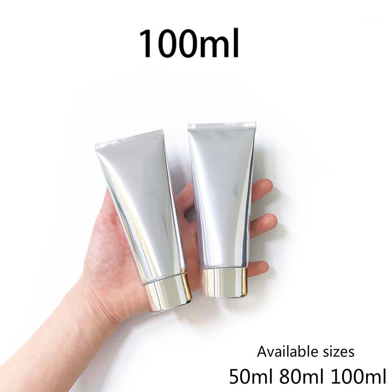 

50ml 80ml 100ml Silver Aluminum Plastic Soft Bottle Makeup Skin Care Cream Squeeze Tube Lotion Packaging Container Free Shipping1