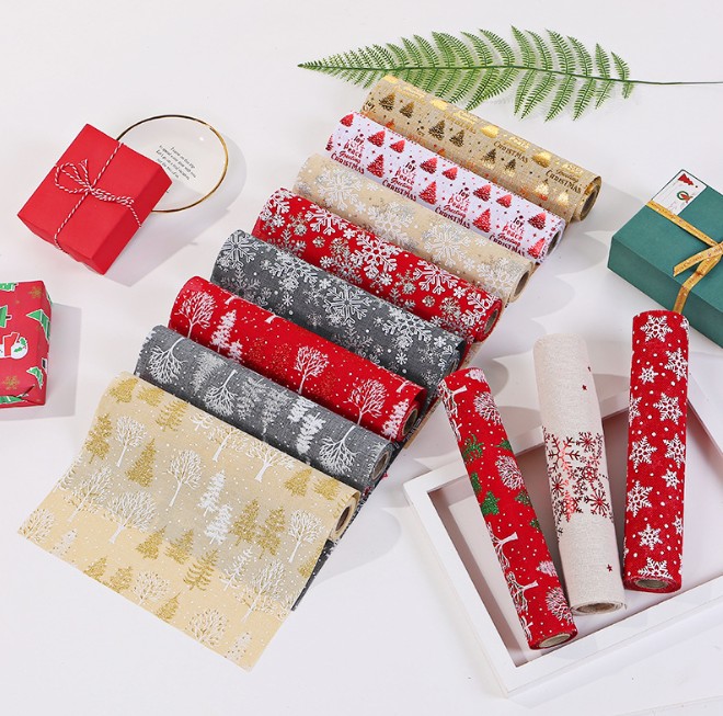 

Christmas table flag New Year linen printing table cloth creative Christmas Snowflake Elk Xmas Tree Table Runner 28*275cm