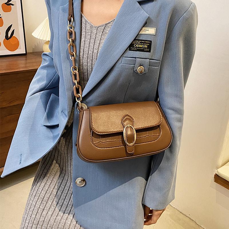 

Thread Flap Square Bag for Women's Trend PU Alligator Lock Shoulder Bag Ladies Solid Color All-match Crossbody Tote Bags Handbag, Beige
