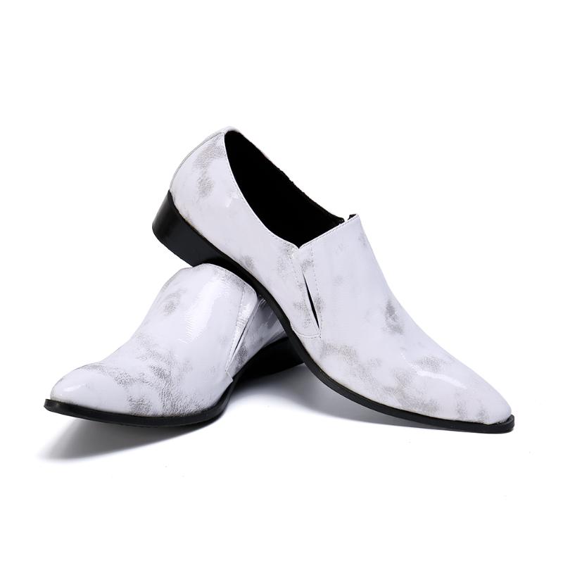 

Italian Style Luxury Men Shoes calzado hombre Slip On Casual Office Dress shoes men White Printed Party Bridegroom Formal, As pic