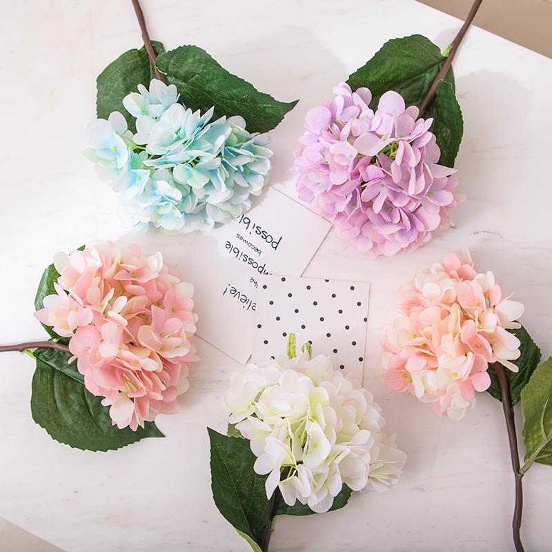 

Small Fresh Fake Flowers Simulated Flowers Single Large Hydrangea Home Living Room, Table, Table, Vase Arrangement Decoratio, Blue