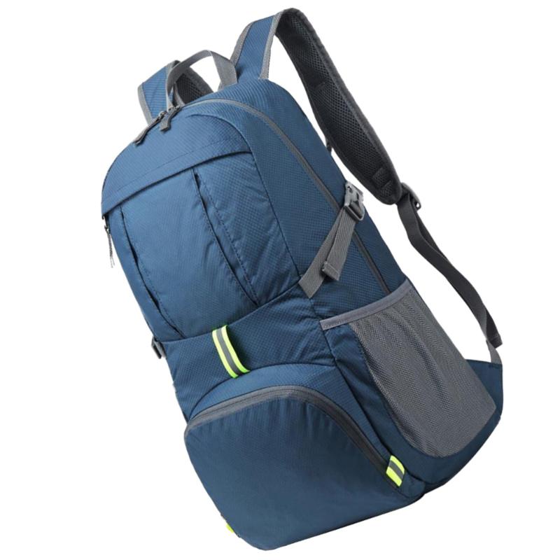 

Foldable Nylon Bag Large Capacity Backpack Waterproof Travel Bag Simple Portable Handbag for Boys Girls (Dark Blue, 35L, As shown
