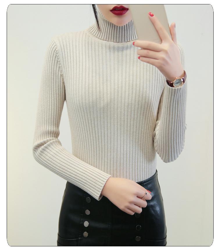 

Turtleneck Pullover Knitted Sweater Women Warm Winter Autumn Jumper Solid High Neck Female Pull Femme Hiver, Beige