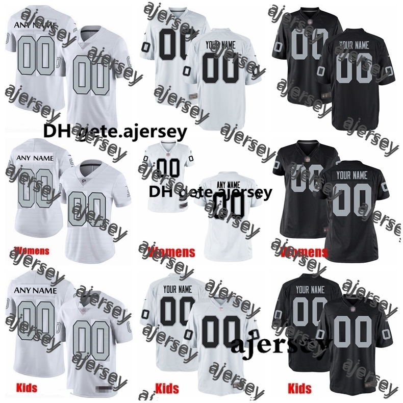 

Custom Oakland Raiders Mens Women Kids Clelin Ferrell Josh Jacobs Johnathan Abram 28 Martin 42 Joseph 25 Conley Football Jersey, Black;red