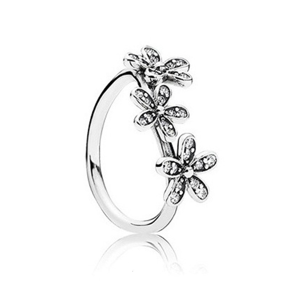 

Luxurys Designers Fashion Jz209 antique imitation Thai silver three Daisy personalized women's diamond zircon three flower ring